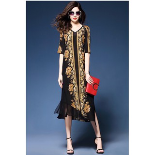 ĐẦM SUÔNG LỤA HOẠ TIẾT SANG TRỌNG