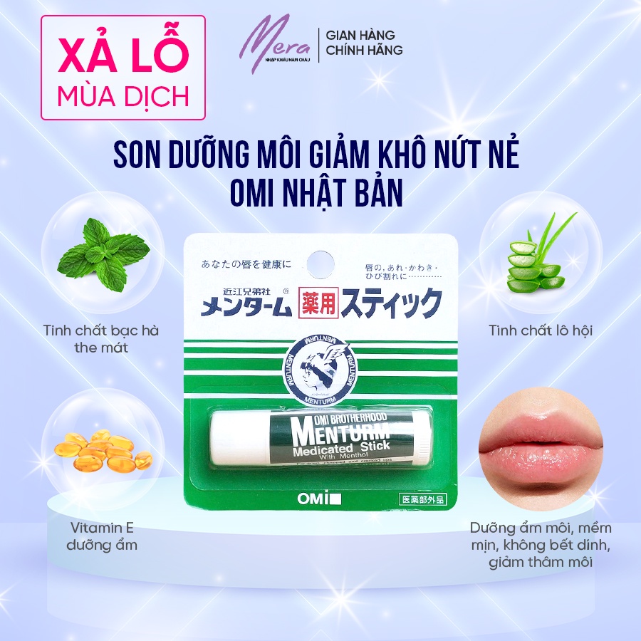 Son dưỡng môi Omi Menturm chống môi khô nứt nẻ thỏi 4gr