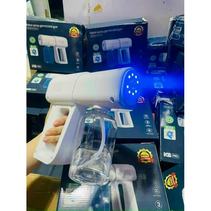 Máy Xịt Sương Cầm Tay, Phun Sương K5 Pro Cao Cấp Bằng Tia Uv - 8 Đầu Phun Nano - BH 12 tháng