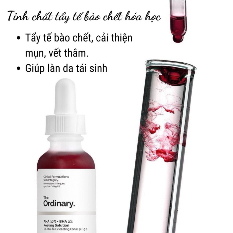 Serum THE ORDINARY AHA 30%+BHA 2% Peeling Solution Tẩy Da Chết Hóa Học Thanh Lọc Da Dành Cho Da Mụn Thâm (30ml)