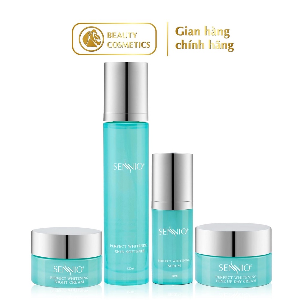 Bộ 4 sản phẩm kem dưỡng da Sennio Perfect Whitening Set 4 Combo tái sinh phục hồi da căng bóng SNO 832