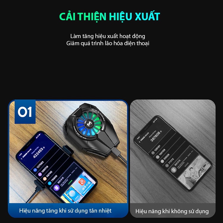 Quạt tản nhiệt gaming cho điện thoại SIDOTECH MEMO DL06 làm mát công nghệ sò lạnh giảm nhiệt độ nhanh cho game mobile