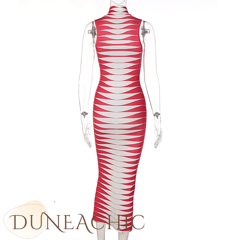 DUNEA Đầm Maxi Không Tay In Họa Tiết Xinh Xắn Dành Cho Nữ