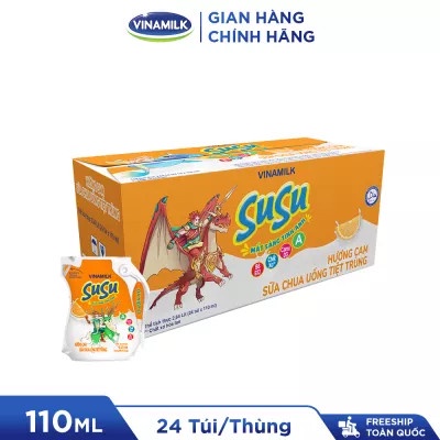 Thùng 24 Túi Sữa Chua Uống Vinamilk Susu Hương Cam 110ml