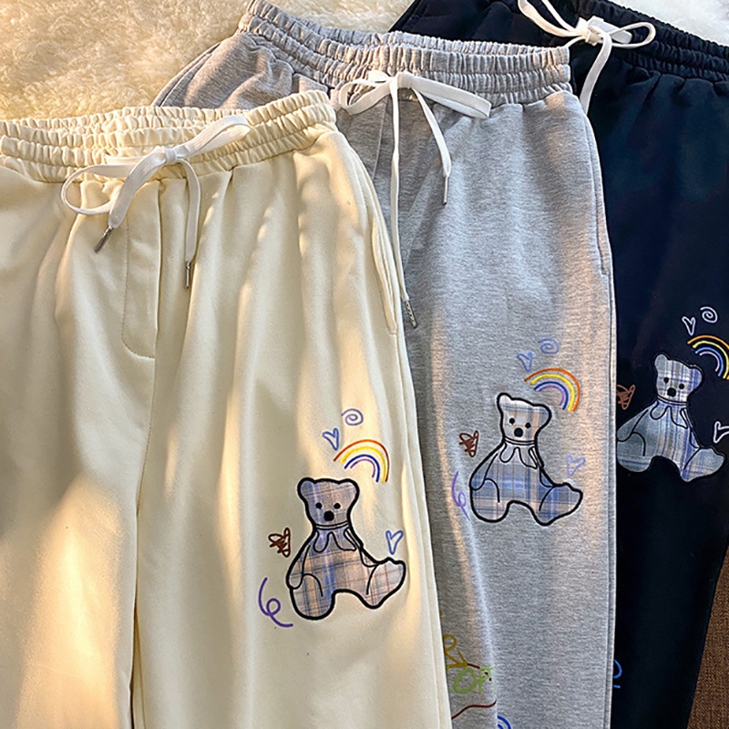 Quần dài thể thao IELGY ống rộng bằng cotton cá tính cho nữ