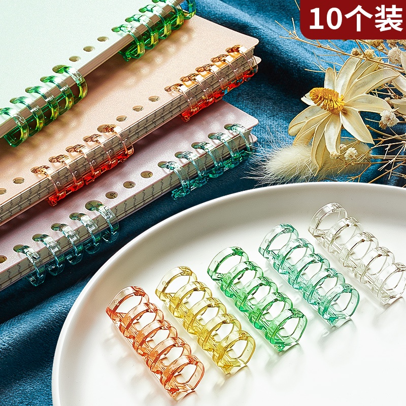 Set 10 vòng cố định thẻ 5 lỗ trong suốt có thể tháo rời tiện dụng