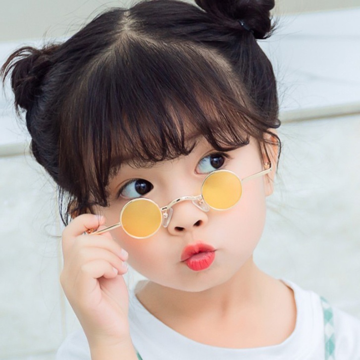 Kính Mát Gọng Kim Loại Tròn Chống Tia UV400 Thời Trang Cho Bé