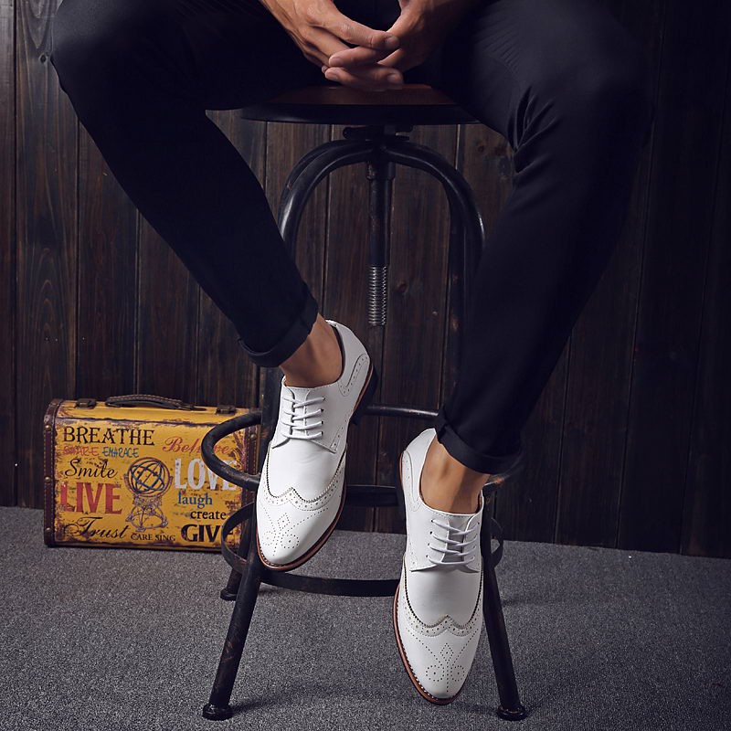 Giày cưới giày da trắng nam trang trọng giày oxford giày nam dự tiệc giày váy