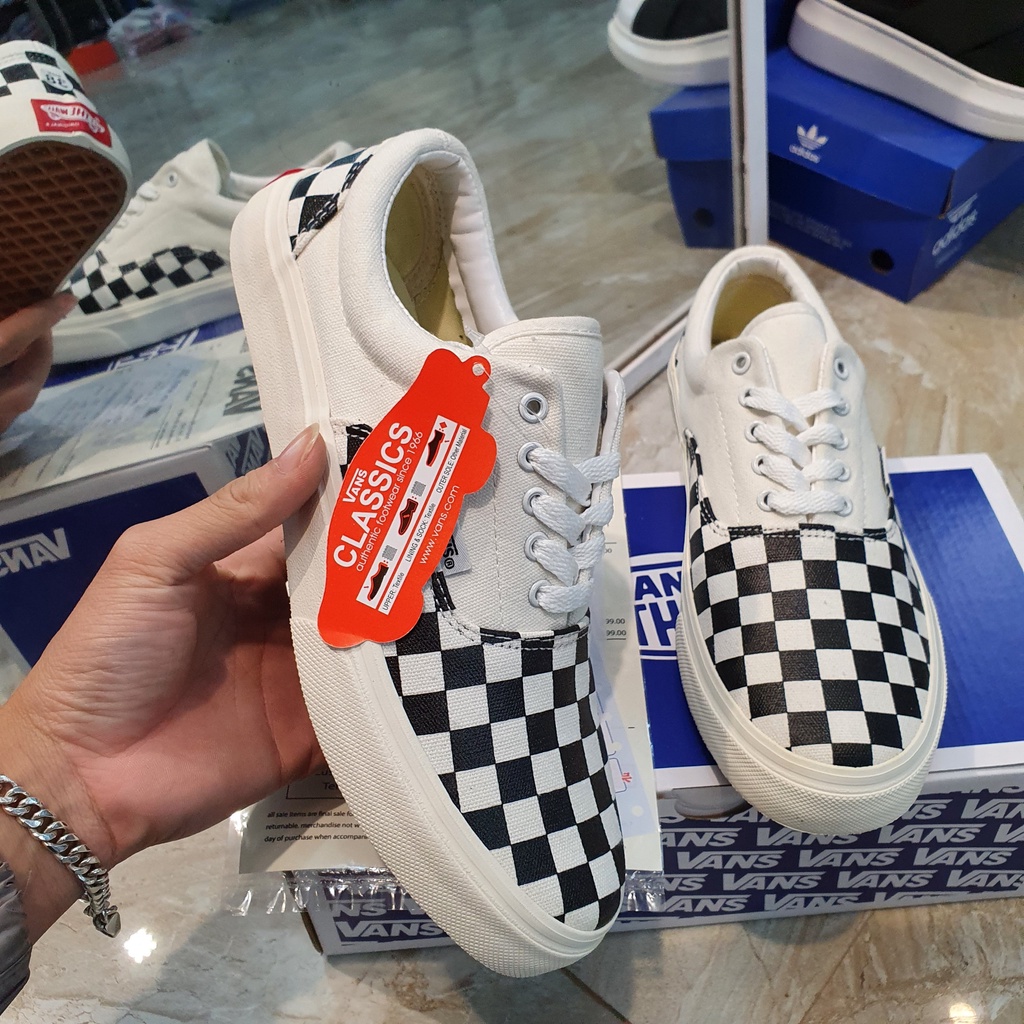 [Full Box+ Bill] Giày Vans caro buộc dây, Vans caro lười cho học sinh