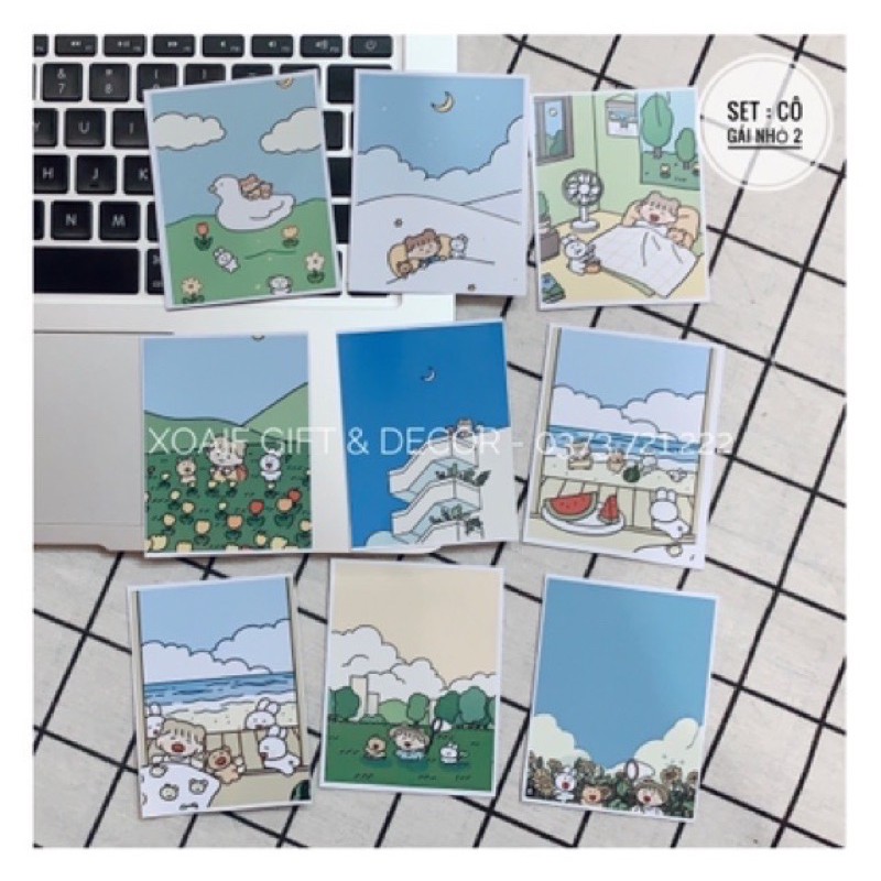 [ FreeShip ] Set postcard thiệp CÔ GÁI NHỎ có sẵn decor trang trí phòng cực xinh