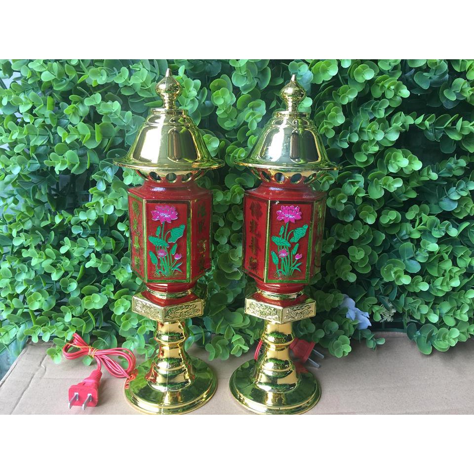 Bộ 2 chiếc đèn thờ lục giác 2 cao 30cm