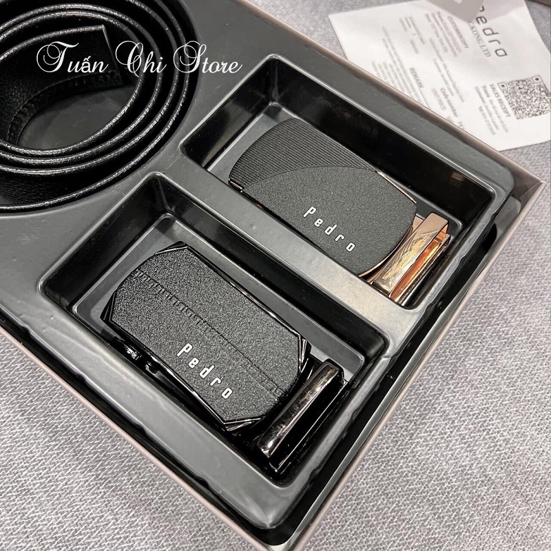 ⚡𝐅𝐔𝐋𝐋𝐁𝐎𝐗+ 𝐓𝐔́𝐈⚡ Set thắt lưng da nam Pedroo sang trọng và lịch sự - Thắt lưng nam 2 mặt thay đổi phong cách mỗi ngày
