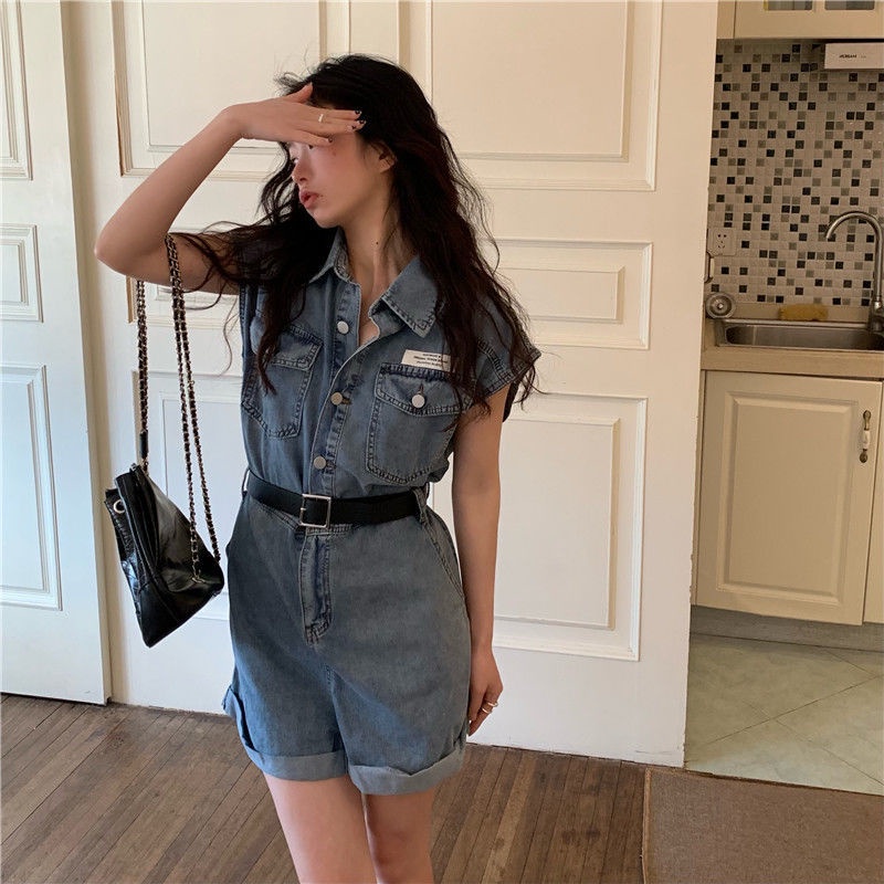 Bán Chạy!F &amp; X Jumpsuit Denim Mùa Hè Dáng Rộng Phong Cách Cổ Điển Hợp Thời Trang Cho Nữ