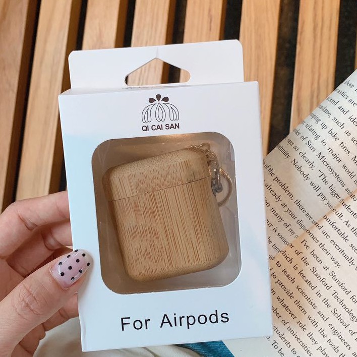 Vỏ đựng hộp sạc tai nghe bằng gỗ phong cách cổ điển bảo vệ cho Airpods Pro 2 1