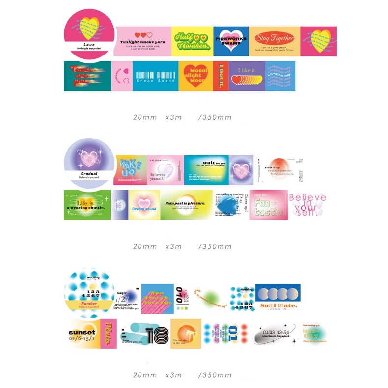 Sticker PET Dán Trang Trí Dạng Washi Tape Y2K Aesthetic Style Hàn