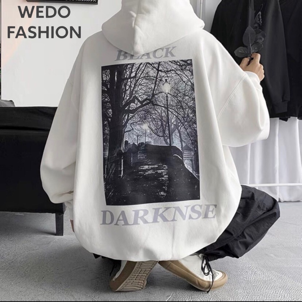 Áo hoodie nam nữ form rộng BLACK DARKNSE phối nón có túi, chất vải nỉ ngoại dày dặn, thiết kế sành điệu cá tính WEDO