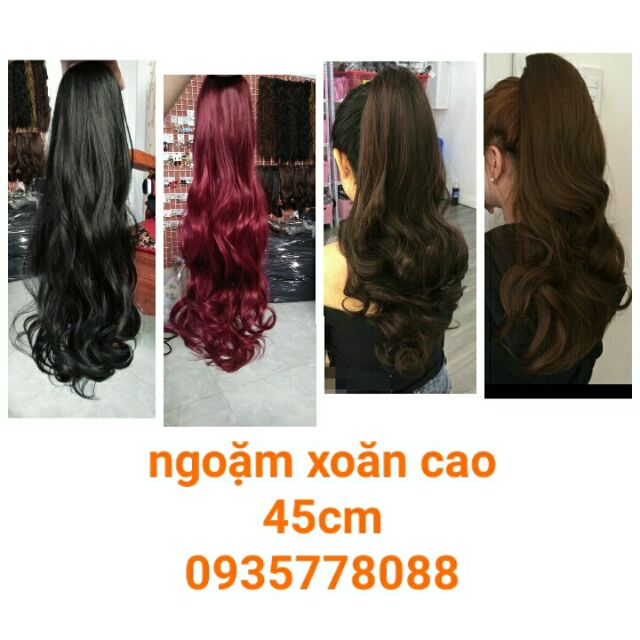 Tóc ngoặm xoăn cao 45cm hình thật