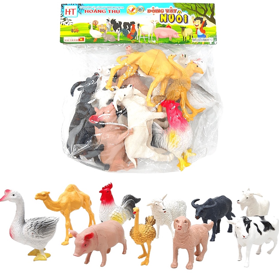 Đồ Chơi 10 Mô Hình Động Vật Nuôi Nhựa Dẻo , An Toàn Cho Bé. Toys Con Vật Dễ Thương Hàng Việt Nam An Toàn
