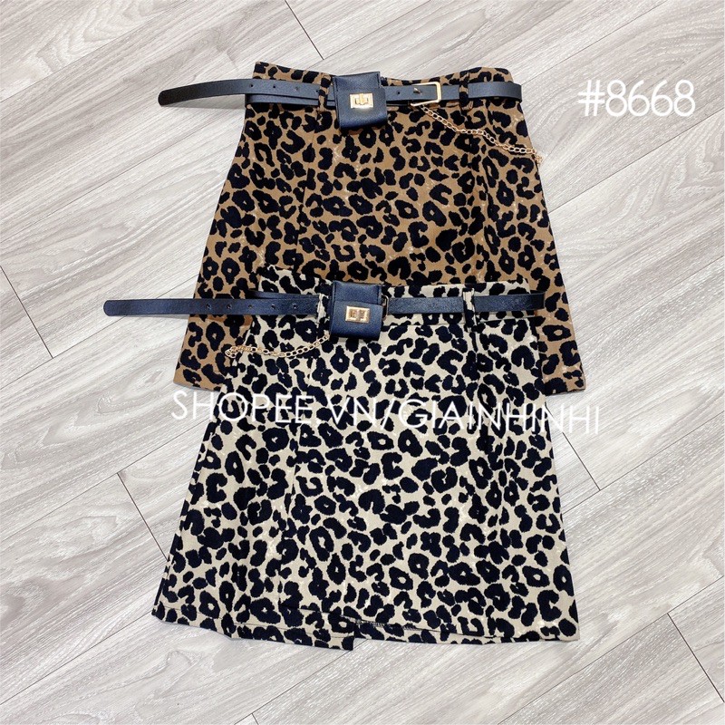 Chân váy dạ da báo kèm đai xích dáng A cạp cao có lót quần trong CV1750 - NhiNhi Shop | BigBuy360 - bigbuy360.vn