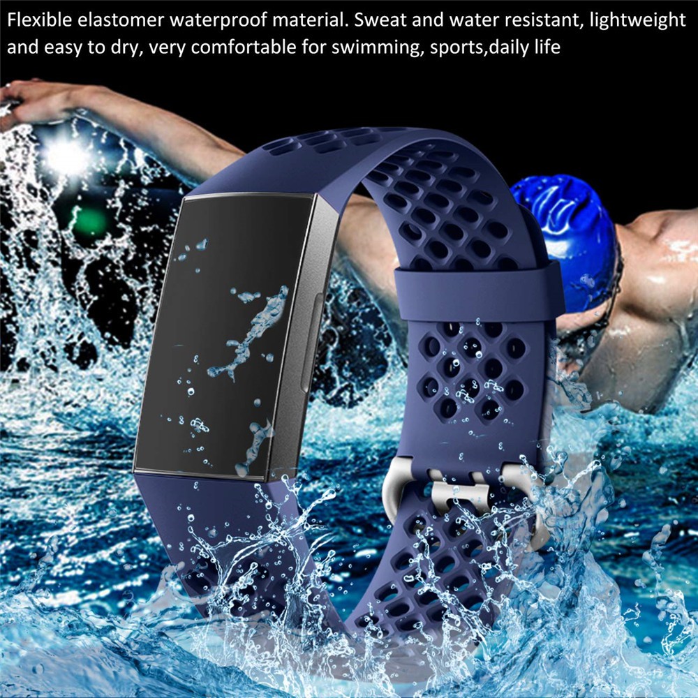 Dây đeo thay thế bằng silicone thoáng khí cho Fitbit Charge 3 4