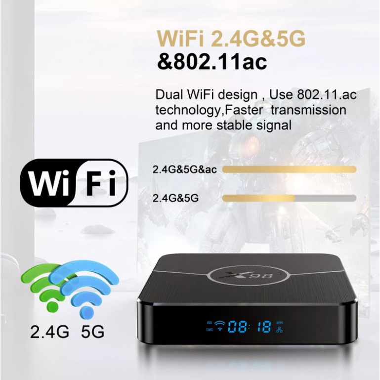 Android TV Box X98 Plus - Dual Wifi , chip Amlogic S905W2, Android TV 11, Bluetooth 5.0 AV1 HDR10+, giải trí miễn phí
