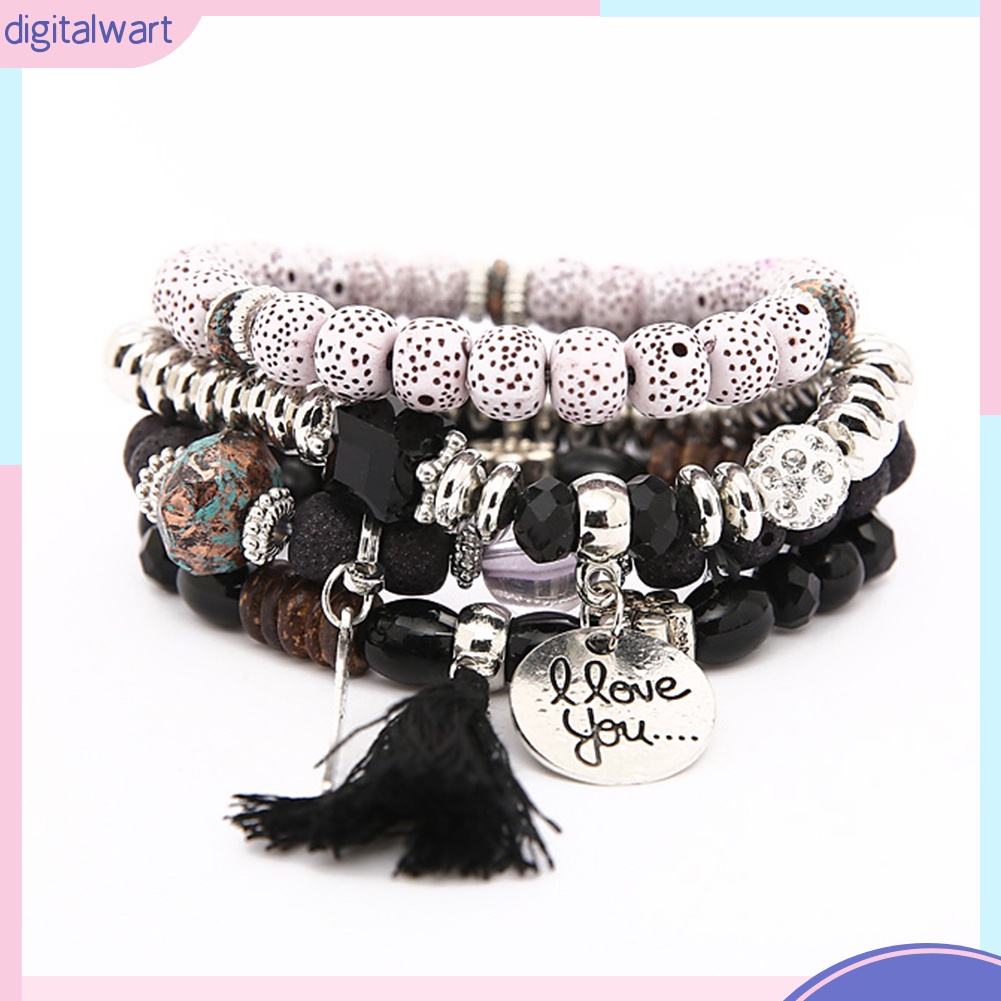 Vòng đeo tay chuỗi hạt nhiều lớp phong cách Bohemian cá tính thời trang cho nữ