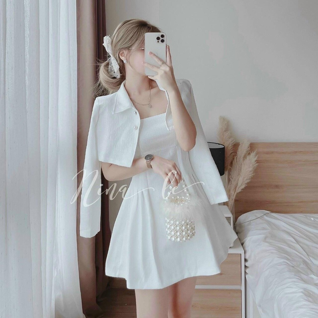 Đầm xòe xinh xắn trẻ trung kèm áo khoắc  fashionzero - 100216