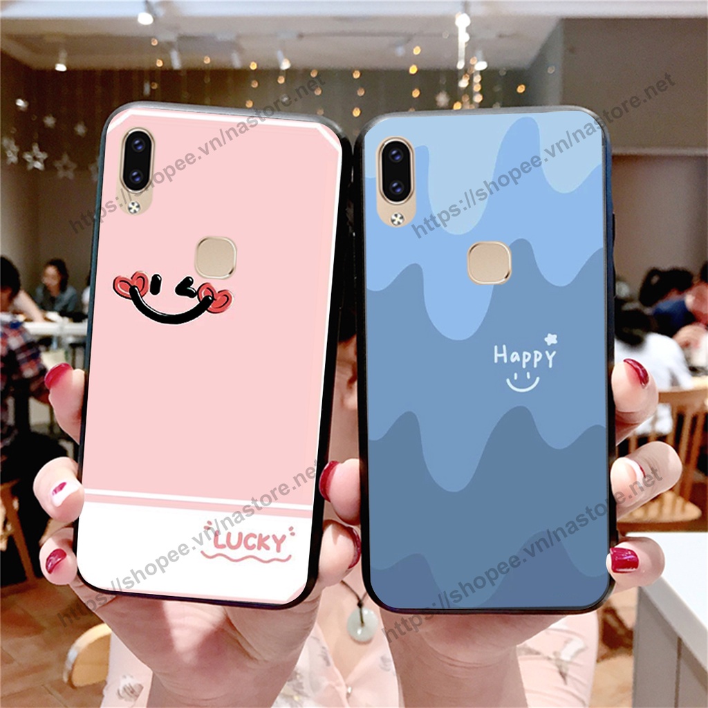 Ốp lưng Vivo V11 / V11i / Y85 / V9 / Y91 / Y95 mặt cười, họa tiết caro đơn giản đẹp cute