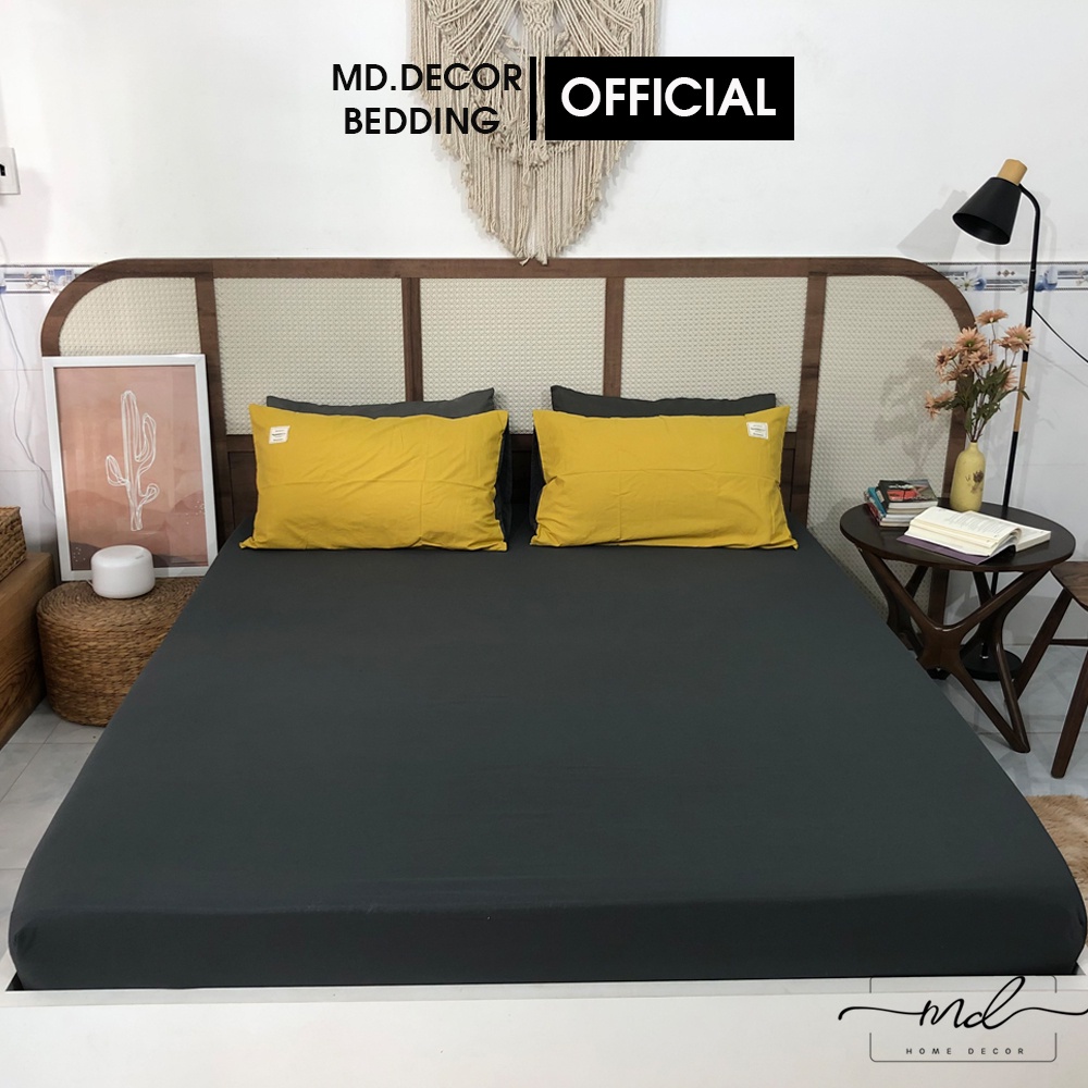 Bộ chăn ga gối Cotton TC MD.Decor Bedding trơn màu 4 món đủ size giường nệm HÀNG LOẠI 1