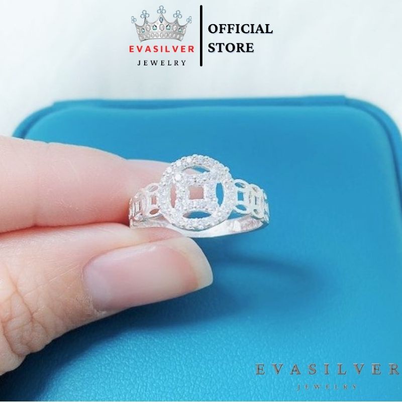 Nhẫn kim tiền bạc ta đính đá mang lại may mắn tài lộc cho chủ nhân - Trang sức bạc Evasilver