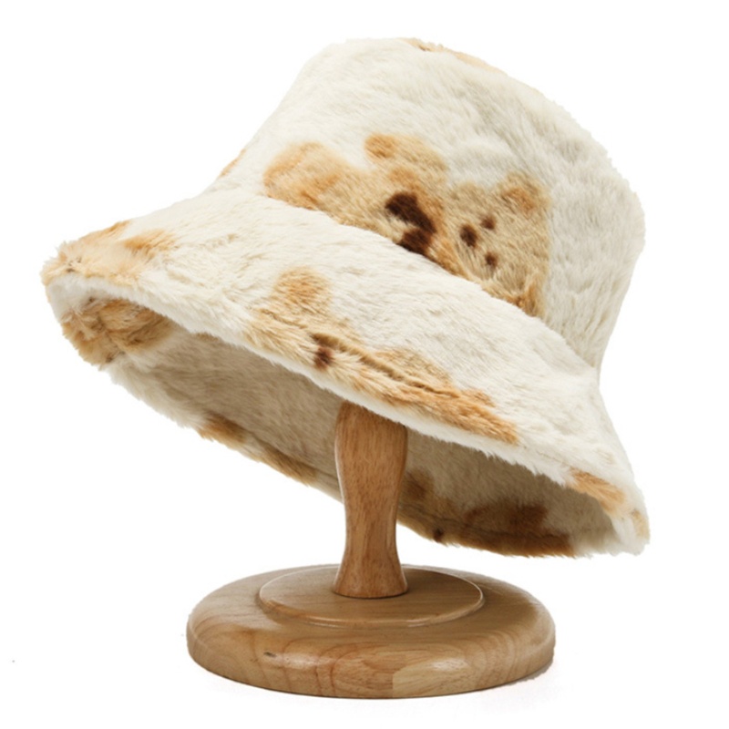 Mũ Tai Bèo Phủ Lông Họa Tiết Chú Gấu Dễ Thương Thời Trang Thu Đông