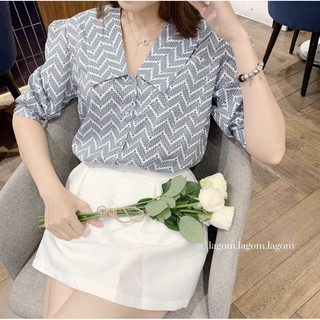 Áo sơmi cổ tim tay bồng