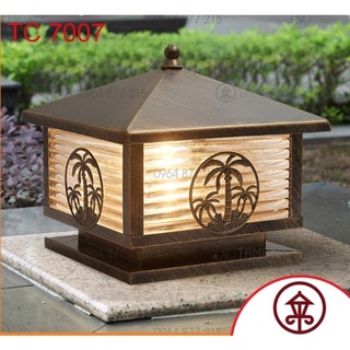 Đèn trụ cổng cây dừa 300mm vuông Nhôm cao cấp TC 7007