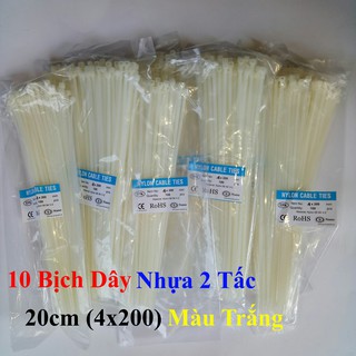 [COMBO] 10 Bịch Dây Rút Nhựa 2 Tấc 20cm (4x200) Màu Trắng