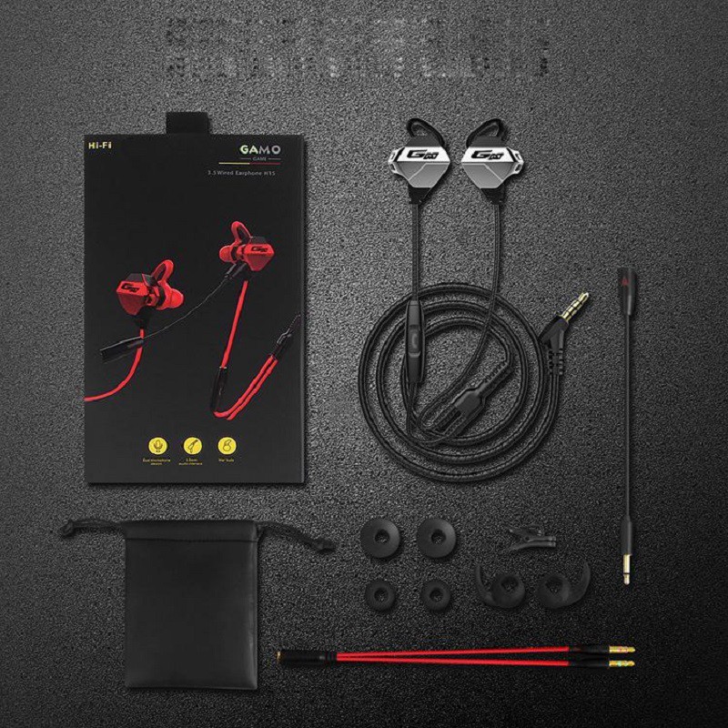 【Game dedicated】Original GAMO G10 Gaming Headphone Stereo Bass Earphone Sport PUBG Earbuds Mic Mobile Legend CS Go PS4