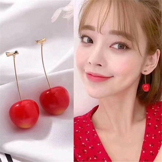 Bông tai hoa anh đào trái cây ngọt ngào dễ thương phiên bản Hàn Quốc Hoa tai trái cây dài đa năng