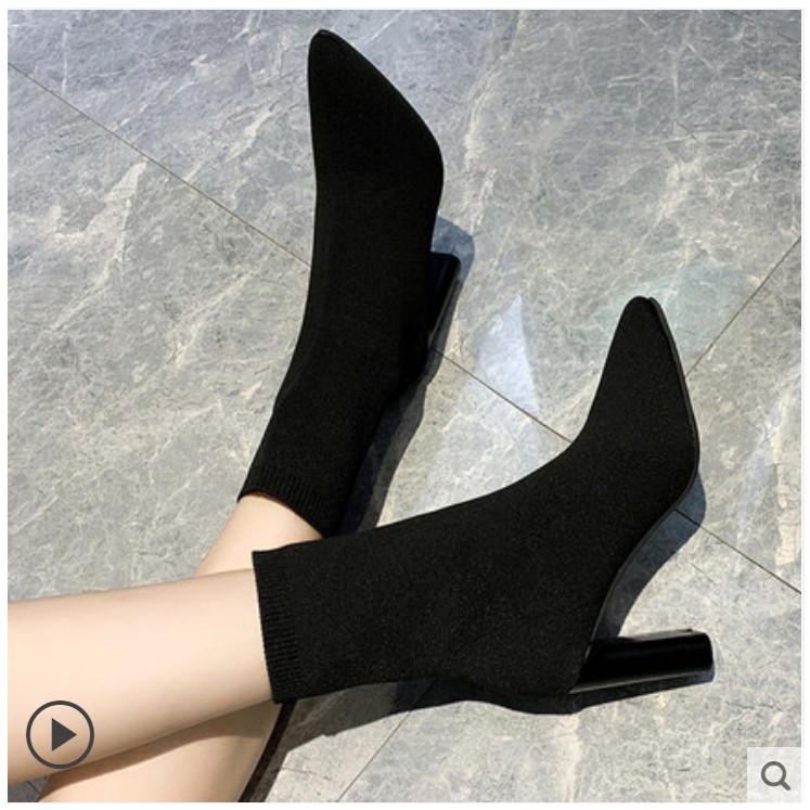 Bốt len cao cổ gót 9cm ⚡️ANDU STORE⚡️