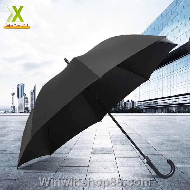 Ô dù che mưa cán cong có nút bấm tự động màu đen - Do_luu_niem