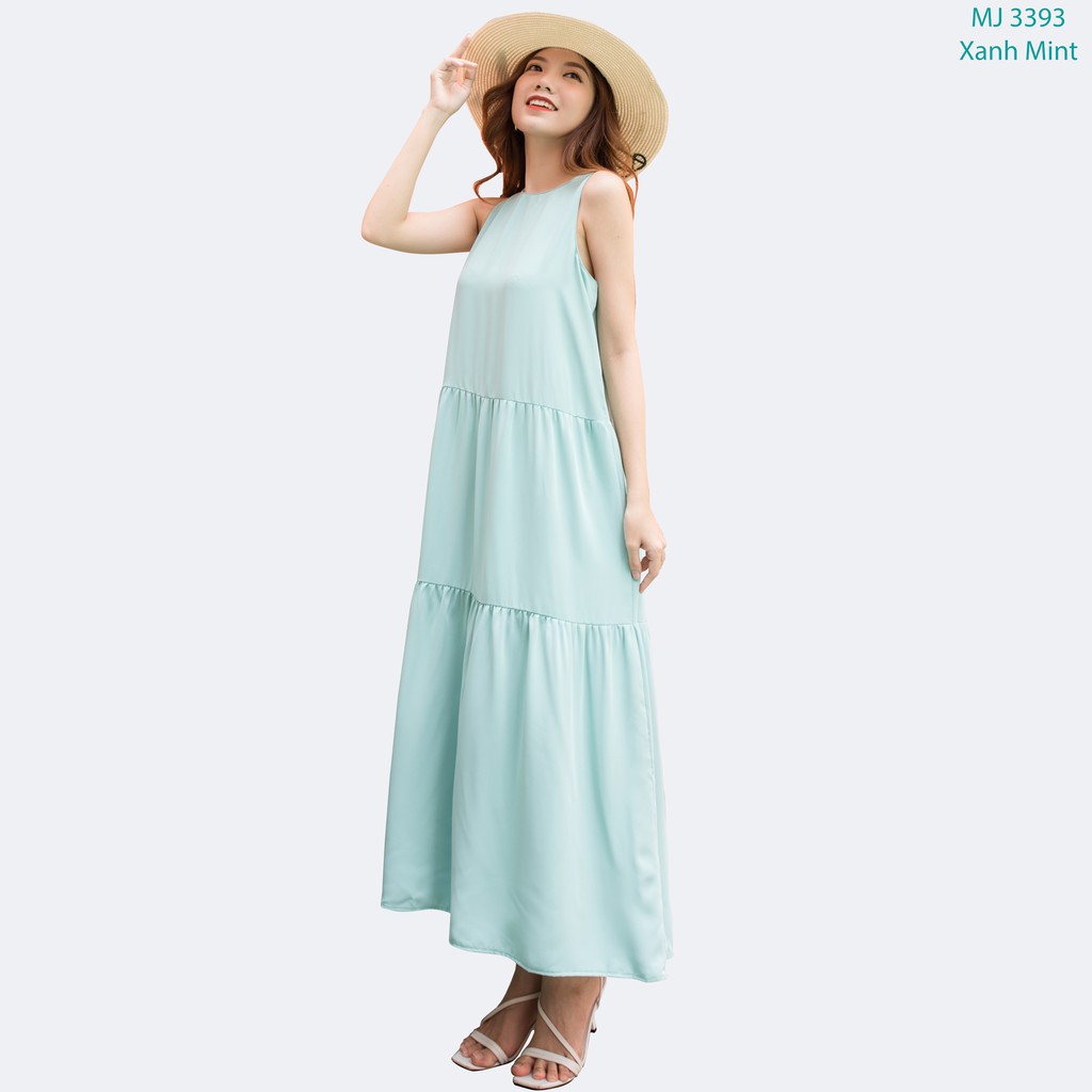 Đầm Maxi Nữ Vải Lụa Trơn 4 Màu 46-64 kg - MEEJENA - 3393 | BigBuy360 - bigbuy360.vn