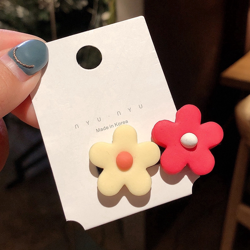 Kẹp tóc hình bông hoa đôi màu kẹo xinh xắn thời trang Hàn Quốc