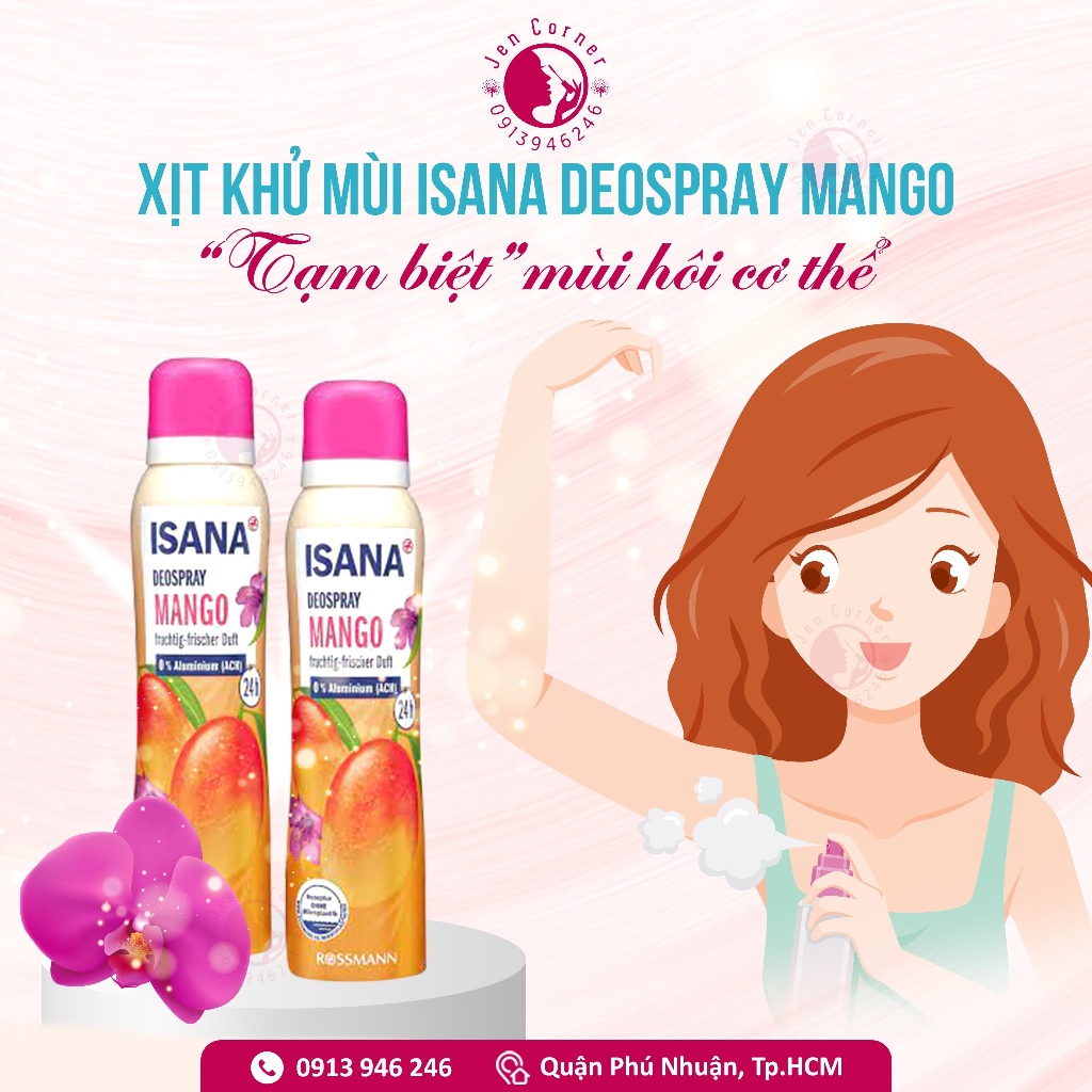 [Có sẵn] Xịt khử mùi Isana Mango 150ml