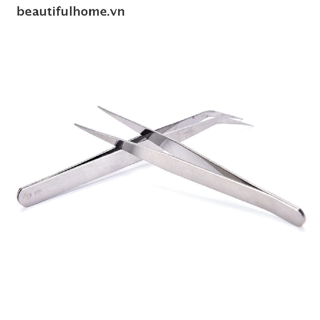 Set 2 Nhíp Thẳng Và Đầu Cong Bằng Thép Không Gỉ Bền Bỉ