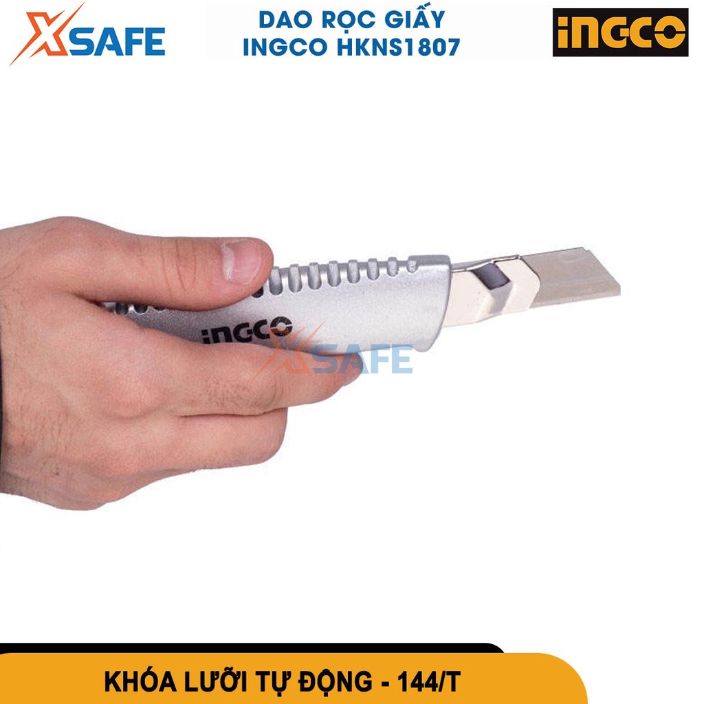 Dao rọc giấy INGCO HKNS1807 dao xếp lưỡi SK5, kích thước 61x19mm, sắc bén, nhỏ gọn, độ bền cao [CHÍNH HÃNG][XSAFE]