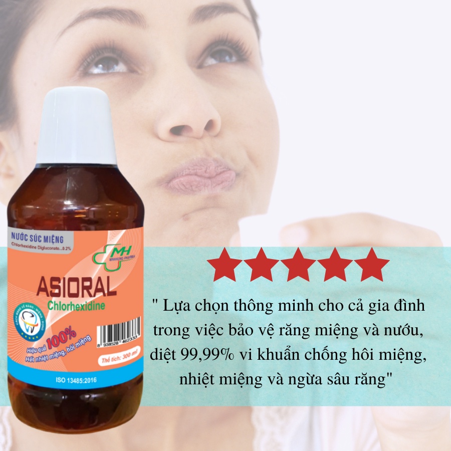 Nước súc miệng ASIORAL CHLORHEXIDINE - 300ml (Hàng chính hãng)