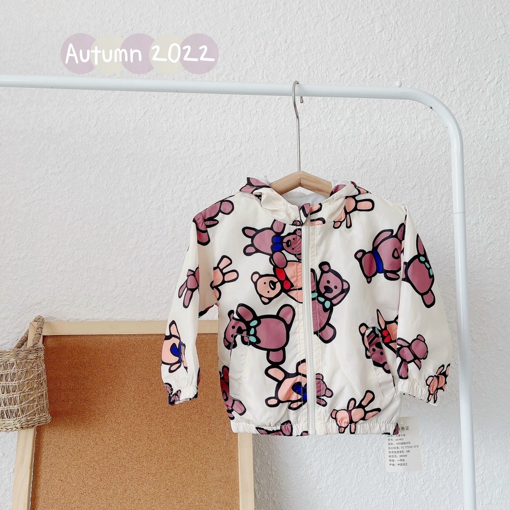 Áo khoác gió unisex quảng châu, áo gió hàng hai lớp lót cotton đẹp cho bé