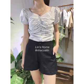 P17 - set áo sọc quần short linen