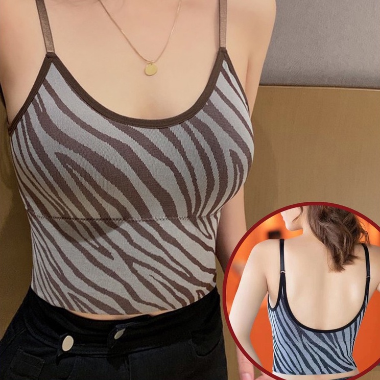 Áo Ngực Cotton Thể Thao Tập Gym Yoga Họa Tiết Sọc Vằn Độc Đáo Cá Tính DAN L&amp;U 1826