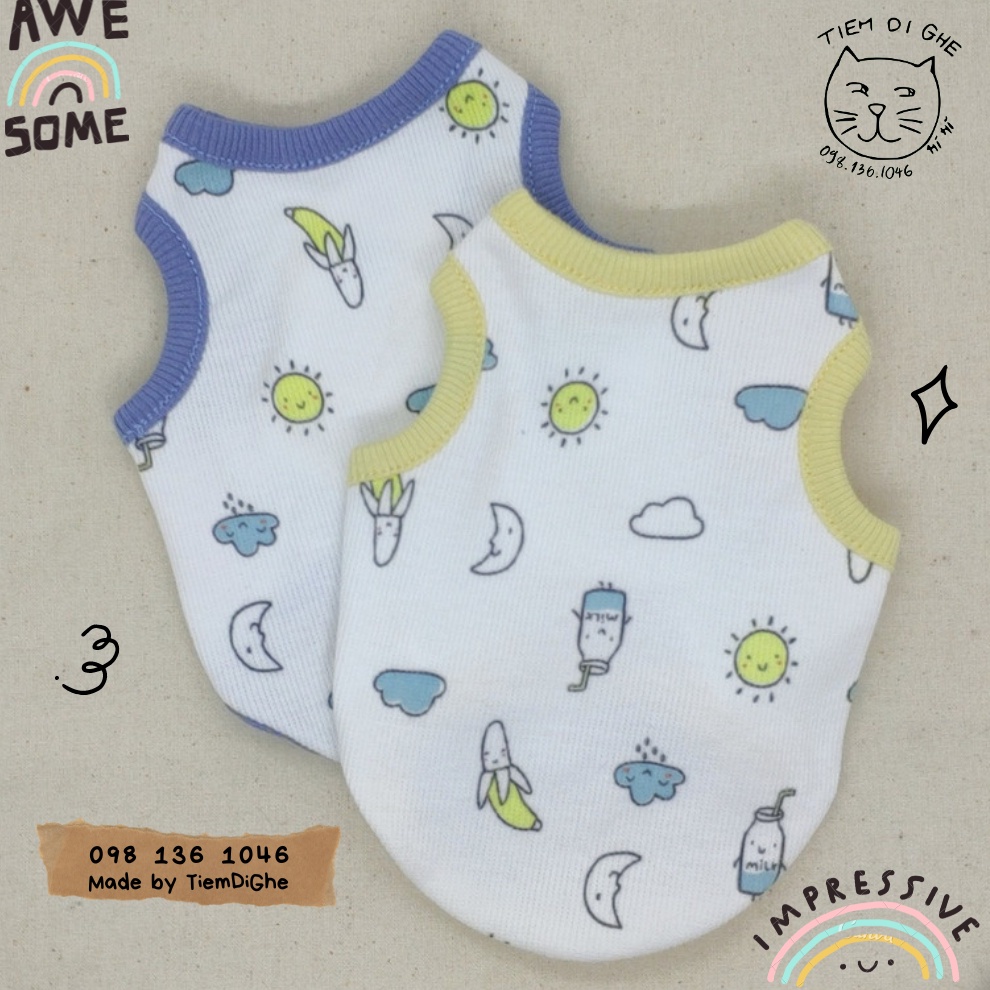 Áo Thun Ba Lỗ Chó Mèo 03 - Áo thun thú cưng đáng yêu Tiệm Dì Ghẻ