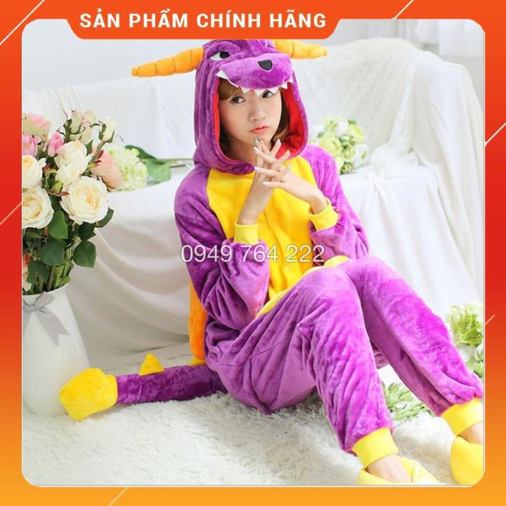 Bộ Đồ Thú Khủng Long Tím 💜 FREESHIP 💜 Bộ Đồ Thú Khủng Long Tím Chất Vải Cao Cấp Loại 1