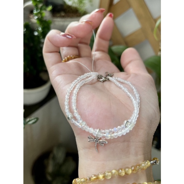 Vòng tay đôi đá Mặt trăng giác size 3.5 li